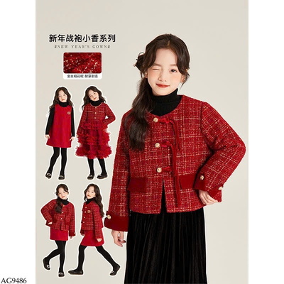 AG9486 ÁO DẠ ĐỎ CHO BÉ GÁI