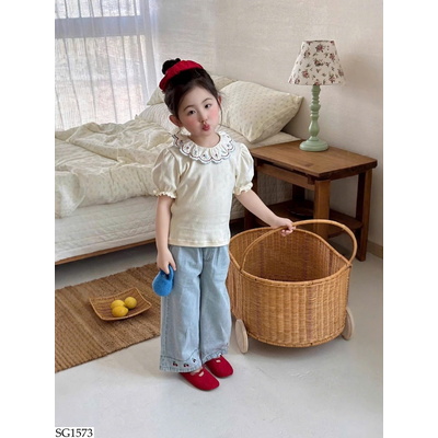 SG1573 SET ÁO CỔ BÈO MIX QUẦN JEAN BG