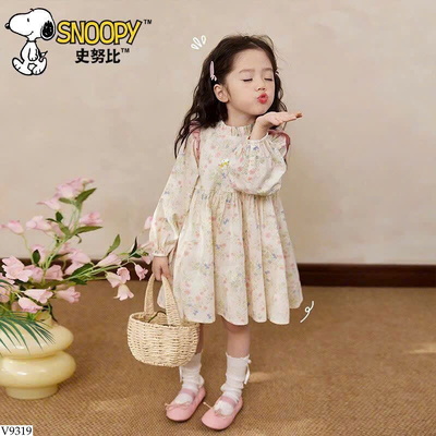 V9319 VÁY HOA NHÍ DÀI TAY CHO BÉ SNOOPY