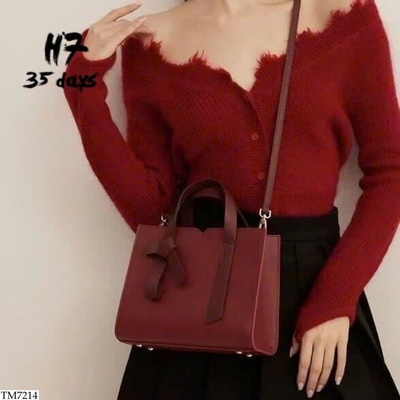 TM7214 TÚI XÁCH ĐỎ QUAI THẮT NƠ H7