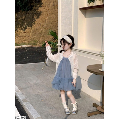 SG1592 SET CARDIGAN MỎNG MIX VÁY 2 DÂY BG
