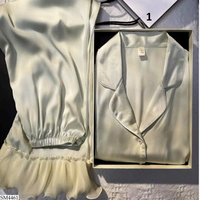 SM4461 BỘ PIJAMA LỤA VIỀN BÈO NỮ