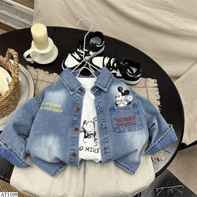 AT1109 ÁO SƠ MI JEAN CHUỘT MICKEY BT