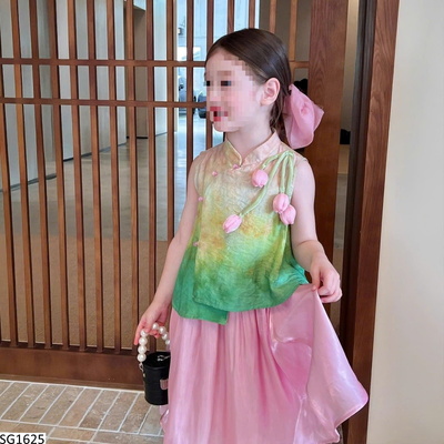 SG1625 SET BỘ HANFU HỌA TIẾT HOA TULIP CHO BÉ