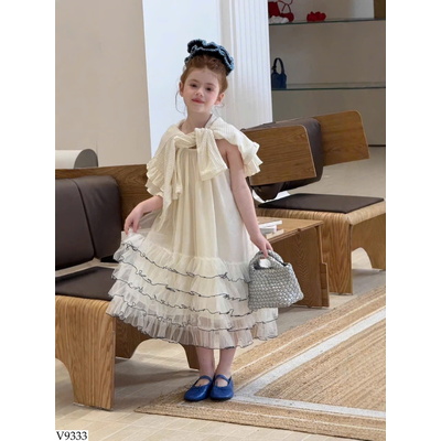 V9333 VÁY 2 DÂY VOAN TẦNG BG