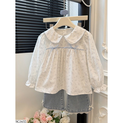 SG1632 SET ÁO SƠ MI HOA MIX QUẦN JEAN BG