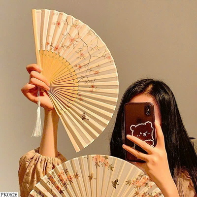 PK0626 QUẠT CẦM TAY HỌA TIẾT
