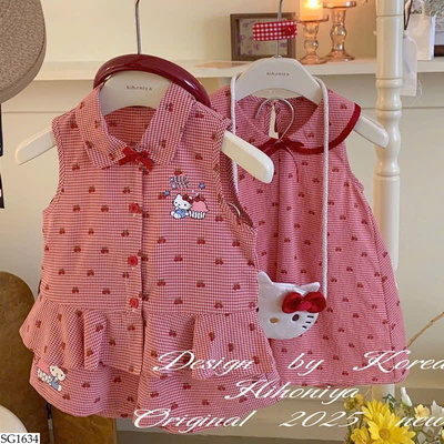 SG1634 SET BỘ, VÁY HÈ KẺ KITTY BG