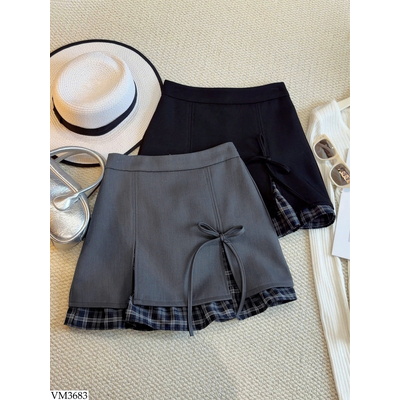 VM3683 CHÂN VÁY CHỮ A VIỀN KẺ ANNA