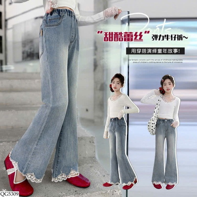 QG5309 QUẦN JEAN ỐNG LOE CHO BÉ GÁI