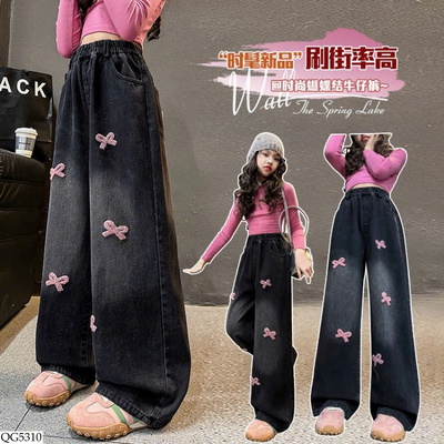 QG5310 QUẦN JEAN NƠ CHO BÉ GÁI