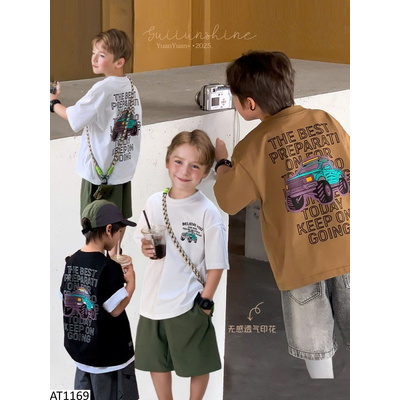 AT1169 ÁO CỘC TAY HỌA TIẾT Ô TÔ CHO BÉ