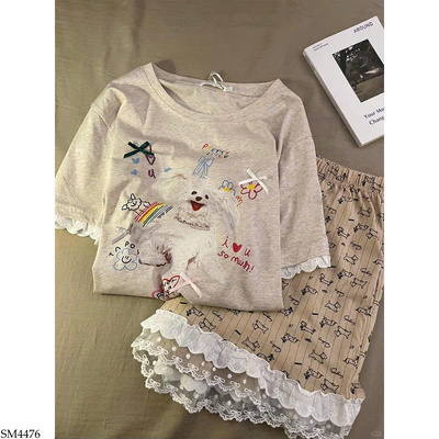 SM4476 BỘ CÚN CỘC TAY PHỐI REN NỮ