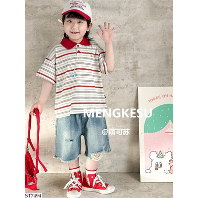 ST7494 SET ÁO POLO KẺ MIX SHORT JEAN MENGKESU