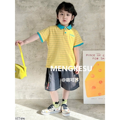 ST7496 SET ÁO POLO KẺ MIX QUẦN SHORT MENGKESU