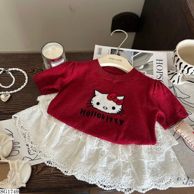 SG1749 SET ÁO THUN KITTY MIX CV REN NƠ BG