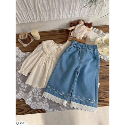 QG5313 QUẦN JEAN NƠ REN BG