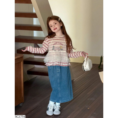 SG1754 SET ÁO KẺ MIX CV JEAN BG