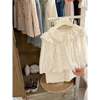 AG9560 ÁO CỔ TRÒN HOA NHÍ CHO BG