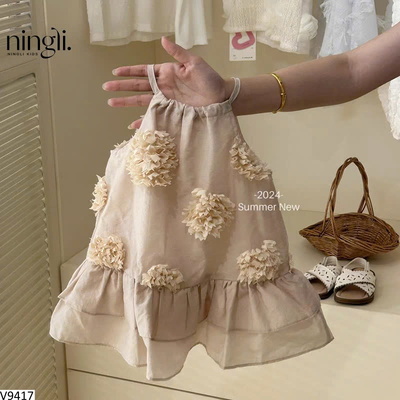 V9417 VÁY CỔ YẾM BÉ GÁI NINGLI