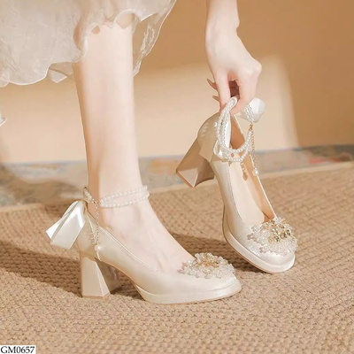 GM0657 GIÀY CAO GÓT ĐẾ VUÔNG TIỂU THƯ 