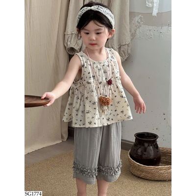 SG1774 SET ÁO HOA NHÍ MIX QUẦN LỬNG BG