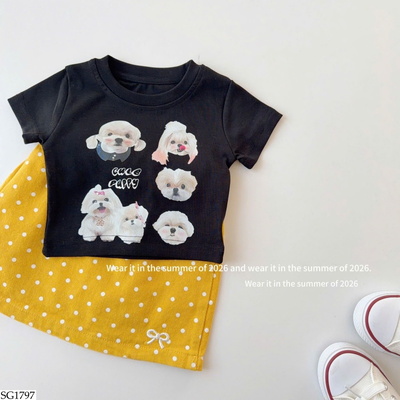 SG1797 SET ÁO CÚN MIX CV CHẤM BI BG
