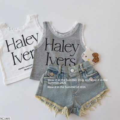 SG1801 SET ÁO VIỀN REN MIX QUẦN SHORT JEAN BG