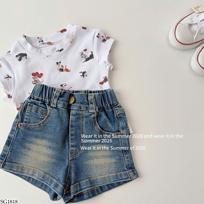 SG1818 ÁO HỌA TIẾT PHỐI QUẦN SHORT JEAN