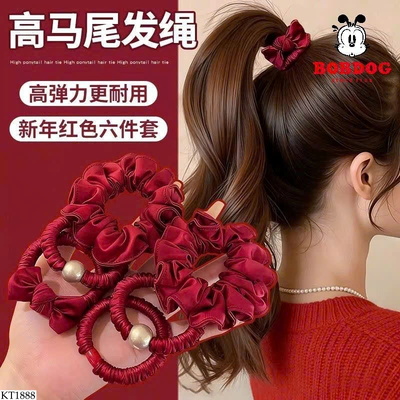 KT1888 SET 5 DÂY BUỘC TÓC ĐỎ BOBDOG