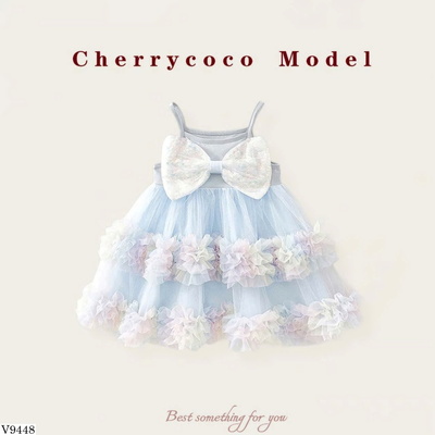 V9448 VÁY 2 DÂY NƠ PHỐI BÈO CHERRYCOCO