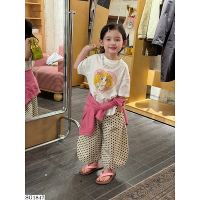 SG1847 SET ÁO THUN HỌA TIẾT MIX QUẦN CHẤM BI BG