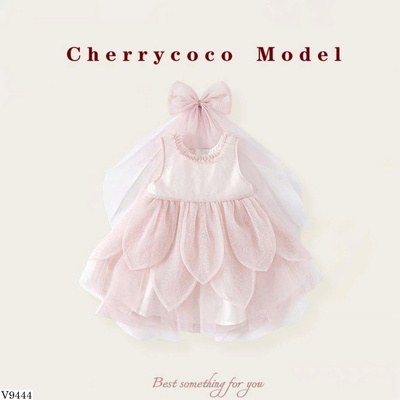 V9444 VÁY CÁNH HOA KÈM NƠ ĐẦU CHERRYCOCO
