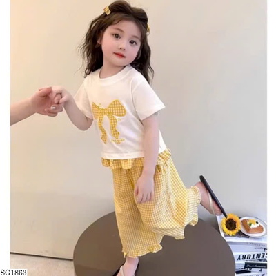 SG1863 BỘ NGỦ ÁO NƠ QUẦN DÀI ỐNG RỘNG BG