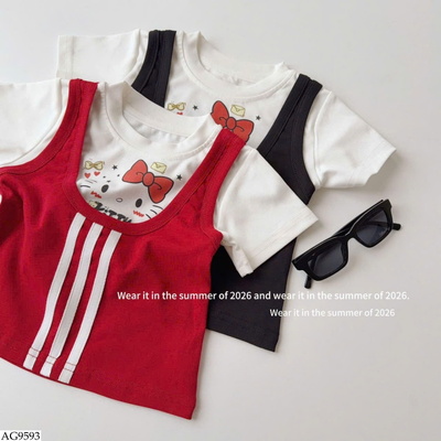 AG9593 ÁO KITTY GIẢ 2 MẢNH CHO BG