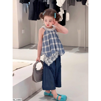 SG1880 SET ÁO KẺ CARO MIX QUẦN LỬNG BG