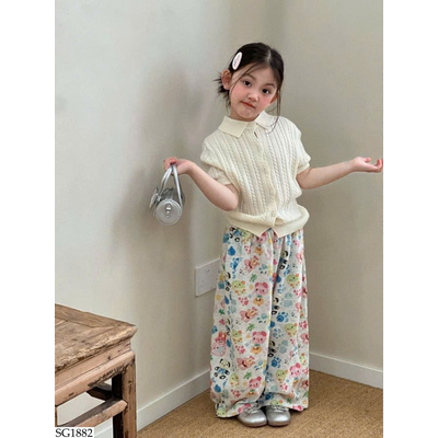 SG1882 SET ÁO POLO LEN MIX QUẦN HỌA TIẾT BG
