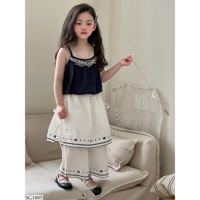SG1885 SET ÁO 2 DÂY MIX QUẦN HỌA TIẾT BG