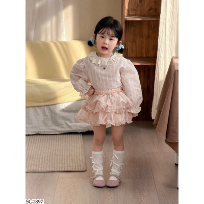 SG1897 SET ÁO CỔ REN MIX CV BÈO TẦNG BG