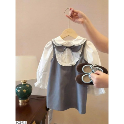 SG1919 SET ÁO SƠ MI MIX VÁY XÁM BG
