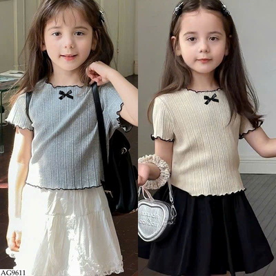 AG9611 ÁO NƠ CỘC TAY VIỀN BÈO BG