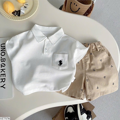 ST7578 ÁO POLO PHỐI QUẦN SHORT CHO BT