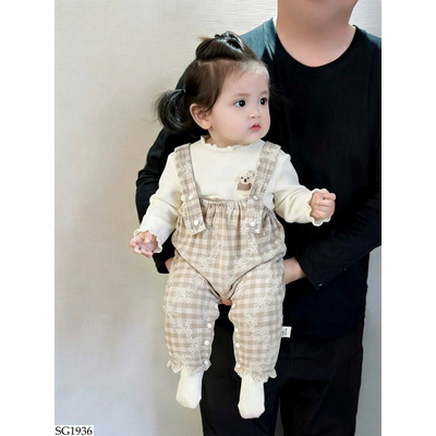 SG1936 SET ÁO CÚN MIX QUẦN YẾM KẺ CARO BG