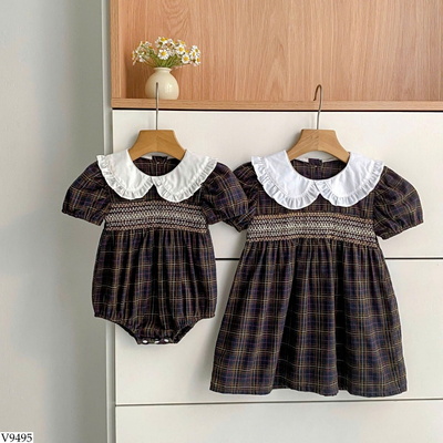 V9495 BODY, VÁY KẺ CARO BG