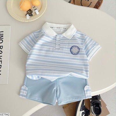 ST7592 BỘ SHORT POLO KẺ CHO BT