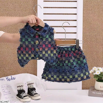 SG1987 BỘ DENIM CARO TUA RUA BG