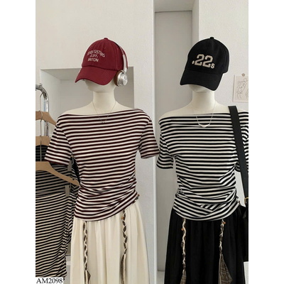 AM2098 ÁO THUN KẺ TRỄ VAI CHO NỮ