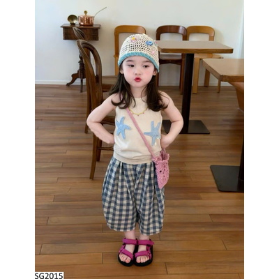 SG2015 ET ÁO 2 DÂY HÌNH SAO BIỂN MIX QUẦN LỬNG CARO BG