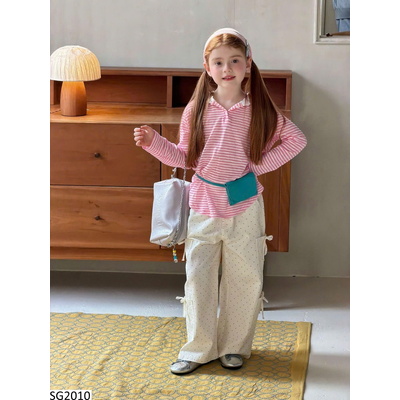 SG2010 SET ÁO KẺ MIX QUẦN NƠ CHẤM BI BG