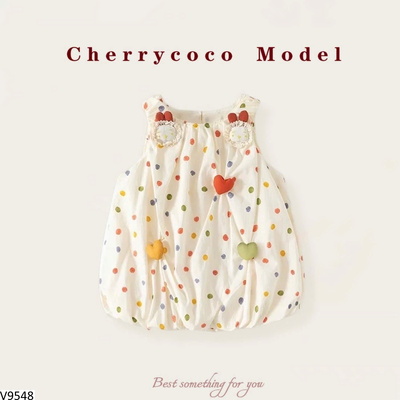 V9548 VÁY CHẤM BI HỌA TIẾT TRÁI TIM CHERRYCOCO